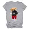 Designer máscara facial urso impressão de t-shirt camiseta de mangas curtas camisetas camisetas para mulheres algodão puro solto