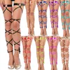 Chaussettes sexy lingerie de lingerie Pu en cuir bandage haut de cuisse hautes bassages femme élastique harnais de jambe gothique enveloppe la ceinture de jarret.