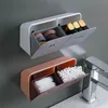 Aufbewahrungsboxen Mülleimer Bad Organizer Baumwollpolster Kunststoff Tupferhalter Wallmounted Tampon Container Kosmetik 230817