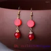 Dangle Earrings Red Jade Beaded Women Charmer Talismans Chinese Amulets 925 Silver NaturalAccessories Gifts Jadeite Designer