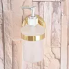 Liquid Soap Dispenser Gold Color Brass Wall Mounted Kitchen Bathroom Sink Basin Accessory Glass Tba589