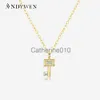 Pendant Necklaces ANDYWEN 925 SterlSilver Square Classic Key Tiny Pendant Necklace Long Chain Fine Jewelry 2022 SprParty Crystal Jewels J230817