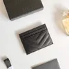Titulares de cartas de grife de alta qualidade Purse moda feminino bolsas de luxo couro caviar com caixa cartões de crédito de dupla face Coin mini carteiras
