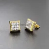 Charm Bliced ​​Out Square Studörhängen för kvinnor Män Full Crystal Fashion Hiphop Earrrock Party Jewelry Punk Accessories OHE126 J230817