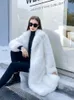 2023 Winter Fluffy Jacket Women Solid Lapel Long Faux Fox Fur Coat Ladies Furry Warm Pink White Jacket Trench Coats Tops