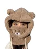 Mützenkull Caps Winter Cartoon Hut mit Maske Bärenohr Lamm Mützen warm verdickte Ohrschutzschädel Mützen für Frauen Mädchen Kawaii 230816