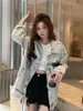 Women's Blouses 2023 Spring Korean England Style Fashion Pocket Vintage Elegant Denim Women Casual Tops Z141