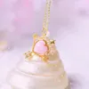 Pendant Necklaces Romantic Sweet Pink Color Agate Beauty Necklace S925 Silver 18k Gold-plated For Women Girl Vintage Fashion Birthday