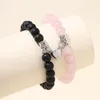 Strand Black And White Magnetic Couple Bracelet Women's Men's Natural Stone Bead Yoga Paired With Romantic Heart-shaped