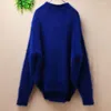 Sweaters de mujeres Damas Mujeres Moda Azul Azul Long Long Cabalero Cabricadura Slash Floge Lazy Oaf Pulstover Angora Raabit Fur Invierno