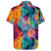Мужские повседневные рубашки акварели неоновая краска Рубашка абстрактная арт Принт Hawaii Man Cool Blouses с коротким рукавом графический топ 3xl 4xl