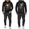 Personnalités masculines Personnalités Skull 3D Print TrackSuit Set Sweat à capuche punk gothique / Sweat-shirt / pantalon / costume