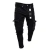 Men's Jeans Men Slim Biker Ripped Long Denim Trousers Skinny pocket Young Man Jogging Pants Destroyed Stretchy Black 230816