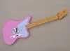 6 strängar rosa elektriska gitarr med omvänd headstock gul lönn fretboard anpassningsbar
