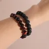 Bracelet perlé personnalisé de style couple de brin Bracelet Per perlé Natural Lava Stone Yoga Verre Stretch Bracelets Elastic Rope Charmant Bijoux