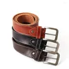 Belts 612 Fashion Water-washed Leather Belt Men Wide Pure Cowhide Trousers