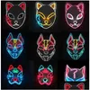 Party Masks Demon Slayer Glowing El Wire Mask Kimetsu No Yaiba Characters Cosplay Costume Accessories Japanese Fox Halloween Led Zt072 Dhpew