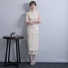 Ethnische Kleidung 2023 Retro -Spitze gesticktes Cheongsam elegantes tägliches Kleid verbessert chinesischen Stil sexy lange weibliche qipao s28