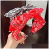 Headbands Ethnic Style Totem Printing Women Rabbit Ears Cloth Bow Headband Girls Hair Head Hoop Bands Accessories For Girl Headwear Dr Dhb81