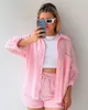 Pijamas de algodão da moda de roupas femininas para mulheres Tops Tops Tops With Shorts Galze Cardigan Homewear Summer 2023 Roupas