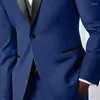 Abiti da uomo smoking da sposa blu reale per lo sposo 3 pezzi slim fit da uomo giacca di moda maschile formale con pantaloni black gilet