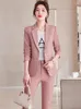 Twee stuk broek voor dames Solid Color Slim Fit Pant Suit vrouwelijk formeel Blazer Jacket en broeker 2 Set voor kantoor dames werkkleding kleding