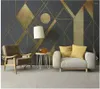 Bakgrundsbilder Anpassade personliga papel de parede geometrisk guld väggmålning för vardagsrum sovrum bakgrund heminredning tapeter