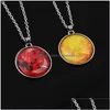 Подвесные ожерелья Galaxy Neba Moon Luminous 8 Colors Fashion Glass Cabochon Sier Chee Coungle Slow в темных ювелирных украшениях Dealive D Dhbqq