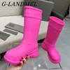 Dress Shoes GLANDMEL Autumn Ladies PVC Rain Boots Round Toe Rubber Platform SlipOn Hiking Designer Brand Boot's Boot 230816