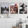 Japanese Mount Fuji Landscape Affischer and Prints Cherry Blossoms Nagoya Street Canvas Måla väggkonst vardagsrum Heminredning No Frame WO6