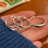 Cluster Rings Real 925 Sterling Silver Simple Wave Arc Heart Open Stackable Finger Ring Fine Jewelry For Women