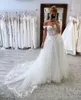 Boho Lace A Line Wedding Destes Off Pale Appliques Sweep Designer Designer Day Bridal Gowns