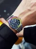 High-End-Automatische mechanische Uhr mit Regenbogenlünette, wasserresistente Männeruhr von Bumblebee inspiriert