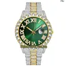 Rolaxs Montre Diamant Missfox 2023 Eternity 26433 Hip Hop Mode Hommes Es Cz Incrustation Vert Cadran Romain Mouvement À Quartz Hommes Iced Out s Boîtier En Alliage