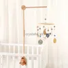 Wooden Baby Rocket Bed Bell Bracket Set Crochet Star Rattle Space Astronaut Bed Bell Crib Hanging Toys For Kids Gifts HKD230817