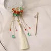 Clips de cheveux Accessoires chinois Hanfu Set Long Fringed Vintage Hairpins Fleur Sticks faits à la main pour les femmes bijoux traditionnels