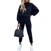 Calça de duas peças femininas capuz de capuz de inverno primavera sólida tracksuit casual feminino lã 2 peças conjuntos esportes sweethirts pullover home caltfits