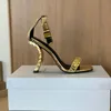 Neue Metallic Chain Sandals Block Heels Square Toe Damen Luxusdesigner Leder Sohle Top-Qualität Abend Party Brautjungfernschuhe Fabrik Schuhe Größe 35-41