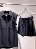 Shorts di moda coreana estiva di turisti da donna Abbigliamento da donna Abbigliamento Sleevelette camicia Nera camicette tops sciolte causali a due pezzi set