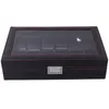 Schmuckschachteln Kohlefaser -Leder -Uhrenbox können 12 Uhren hochwertige schwarze Uhrenbox -Holzmaterialien aufbewahren.