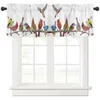 Curtain Animal Bird Twig Leaves Short Curtains Kitchen Cafe Wine Cabinet Door Window Small Wardrobe Home Decor Drapes