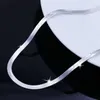 Pendants 925 Sterling Silver 18K Gold 4MM Flat Chain Necklace For Women Luxury Fine Jewelry Wedding Gift Choker Clavicle