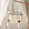 Macrame Rainbow Baby Boho Bracket Hanging Rattles Baby Toys Wood Bell Holder Arm Bracket For Babies Gift HKD230817