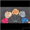 Pins Brooches Pins Drop Delivery 2021 15 Color Classic Men Flower Brooch Fashion Imitated Silk Fabric Boutonniere Stick Lapel Pin For Dhkvu