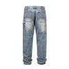 Hip Hop Pants Jeans Mens Patch Straight Cargo Denim Pant Men Casual Trousers