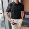 Heren PoloS Zomer Solid Sort Mouwen Splicing Fringe Polo Shirt met revers 2023 Men Business Casual Social Office Streetwear