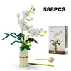 Bloki 588pcs bukiet orchidea kwiaty Bonsai Building Blaki miasto soczyste rośliny domowe dekoracja przyjaciele b