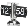 Table Clocks Creative Flip Down Page Desk Retro Clock Stainless Steel Mechanical Automatic Home Decor