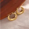 Hoop Earrings Stainless Steel Hollow Crescent Titanium Plated 18k Gold