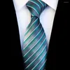 Bow Ties Ricnais Fashion Plaid Tień Jedwabny Jacquard Welven Wedding for Men Striped gradient niebieski czerwony zielony krawat garnitur impreza gravatas